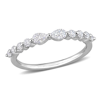 Pear-Shaped Moissanite Stacking Ring in Sterling Silver (2/5 ct. dew)