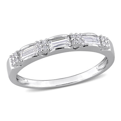 Three-Stone Moissanite Stacking Ring in Sterling Silver (2/5 ct. dew)