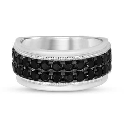 Men’s Black Diamond Ring in Sterling Silver (2 ct. tw.)