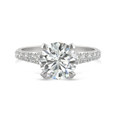 Round Moissanite Ring with Side-Stones in Platinum (2 3/8 ct. dew)