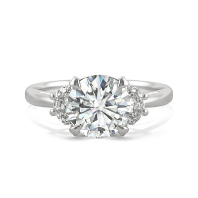 Round Moissanite Three-Stone Ring in Platinum (2 1/2 ct. dew)