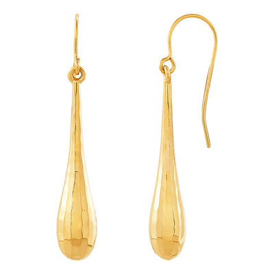 Diamond-Cut Drop Earrings in 14K Yellow Gold