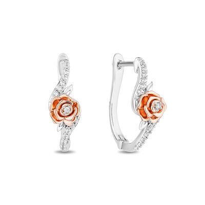 Belle Rose Diamond Hoop Earring in Sterling Silver & 10 Rose Gold (1/5 ct. tw.)