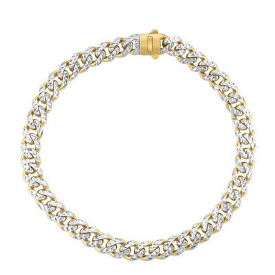 Men’s Diamond Cut Miami Cuban Chain Bracelet in 14K Yellow Gold, 8”