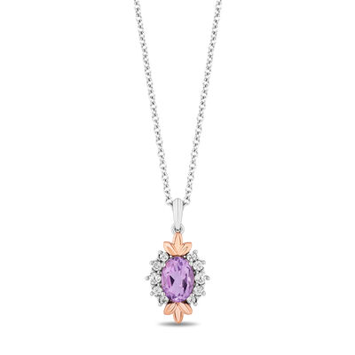 Rapunzel Rose de France and Diamond Pendant in Sterling Silver and 10K Rose Gold (1/5 ct. tw.)