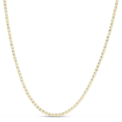 Men's Diamond-Cut Textured Fancy Iced Link Chain in 14K Yellow Gold, 2.7MM, 20