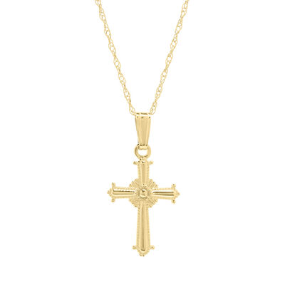 Children’s Beaded Cross in 14K Yellow Gold