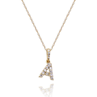 Diamond Initial Pendant in 10K Yellow Gold (1/10 ct. tw.) 