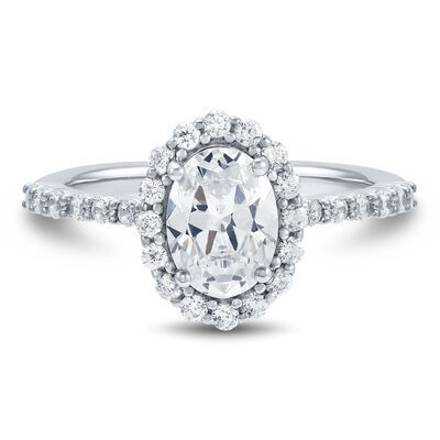 Lab Grown Diamond Oval Halo Engagement Ring