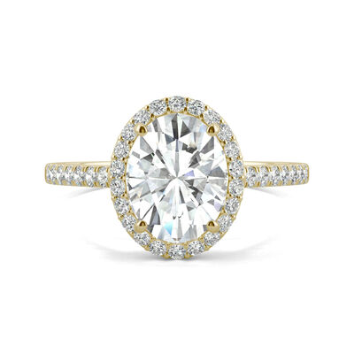 Moissanite Oval Halo Ring in 14K Yellow Gold (2 3/8 ct. dew)