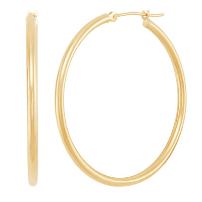 Polished Hoop Earrings in 14K Gold