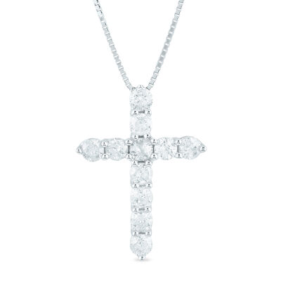 Diamond Cross Pendant in 14K White Gold (1/2 ct. tw.)