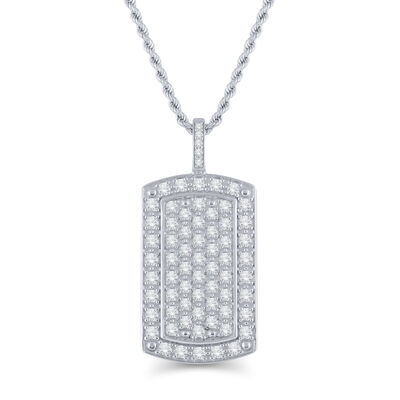 Lab Grown Diamond Dog Tag in 10K White Gold (2 ct. tw.)