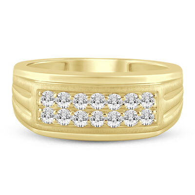 Men's Double-Row Diamond Ring in 10K Gold