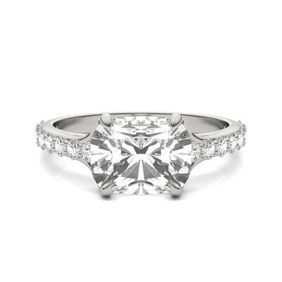 Lab-Created Moissanite East-West Engagement Ring in 14K White Gold (2 7/8 ct. dew)