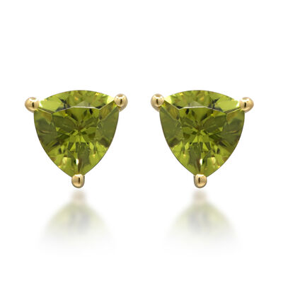 Peridot Stud Earrings in 10K Yellow Gold