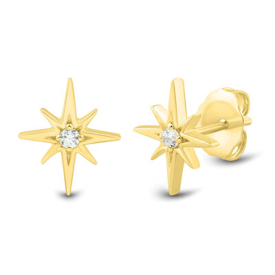 Lab Grown Diamond Accent Star Stud Earrings in Vermeil