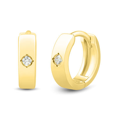 Lab Grown Diamond Accent Huggie Hoop Earrings in Vermeil, 9MM 