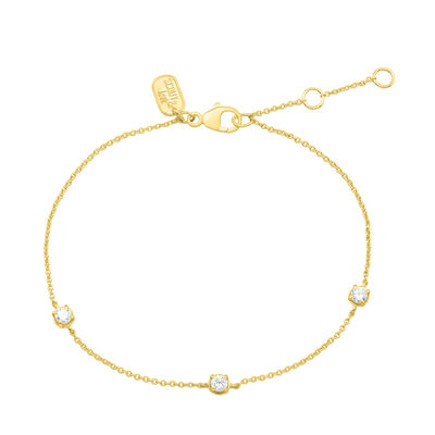 Lab Grown Diamond Three-Stone Bracelet in Vermeil (1/4 ct. tw.)