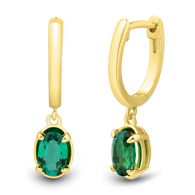 Lab-Created Emerald Dangle Earrings in Vermeil