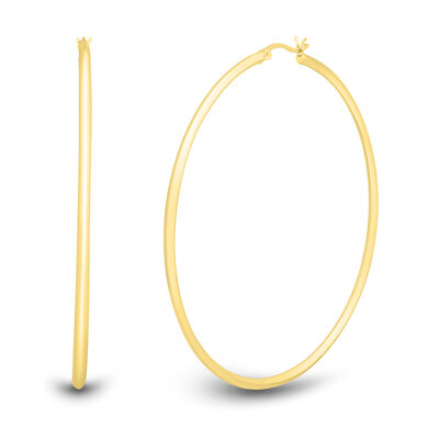 Round Hoop Earrings in Vermeil, 70MM