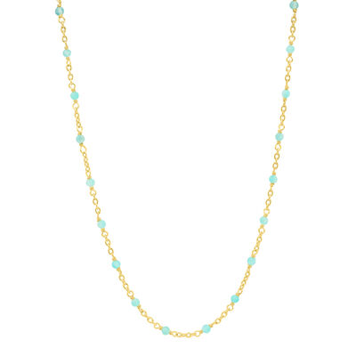 Blue Amazonite Bead Necklace in Vermeil