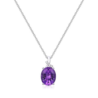 Amethyst and Diamond Accent Pendant in Sterling Silver