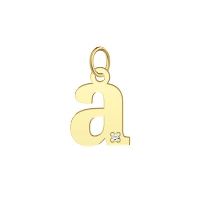 Initial Charm with Diamond Accent in 10K Yellow Gold