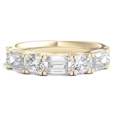 Round & Emerald-Cut Lab Grown Diamond Band