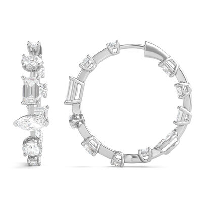 Diamond Inside-Out Hoop Earrings in 18K White Gold (3 3/4 ct. tw.)