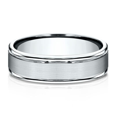 Men’s Satin Wedding Band in 14K Gold or Platinum, 6MM