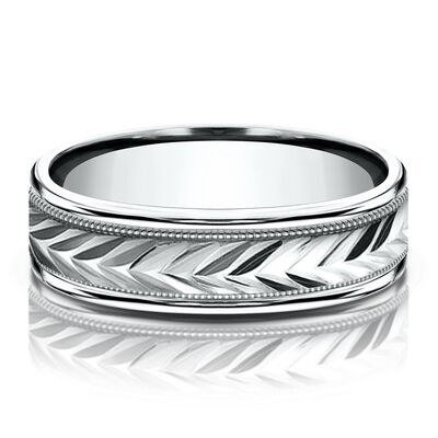 Men’s Engraved Wheat Pattern Wedding Band