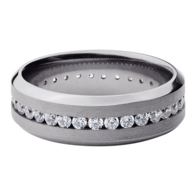 Men’s Lab Grown Diamond Channel-Set Eternity Wedding Band in Tantalum, 7MM 