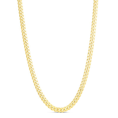 Solid Miami Curb Chain in 14K Yellow Gold, 5MM, 24”