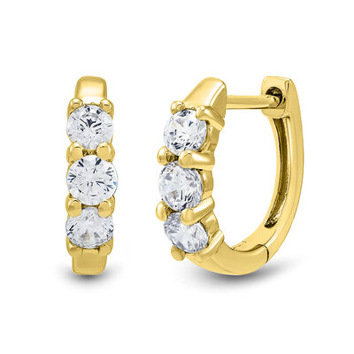 Lab Grown Diamond Huggie Hoop Earrings in 14K Gold