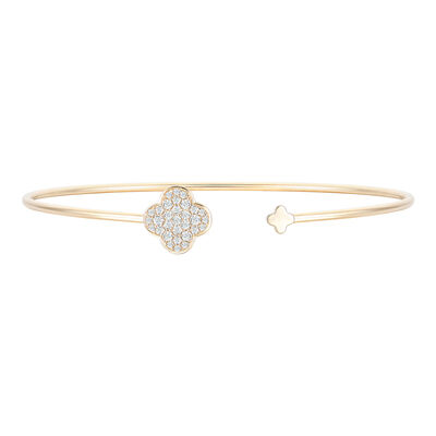 Diamond Clover Bracelet in 10K Yellow Gold (1/3 ct. tw.)