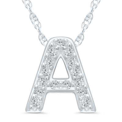 Diamond Accent Initial Pendant in 10K White Gold