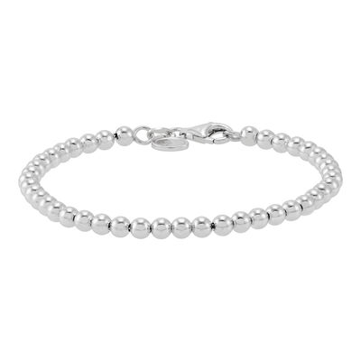 Polished Bead Bracelet in Sterling Silver, 4MM, 7.5