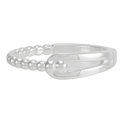 Polished Beaded and Smooth Loop Band in Sterling Silver