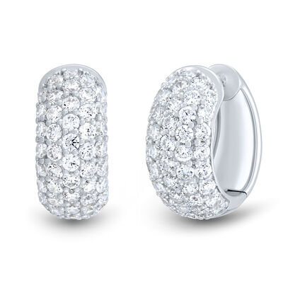 Lab Grown Diamond Pavé Hoop Earrings in 14K White Gold (3 ct. tw.)