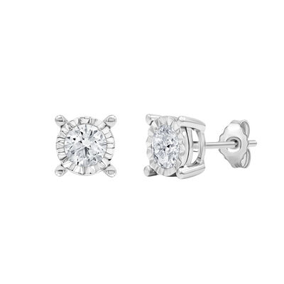 Lab Grown Diamond Round Illusion Stud Earrings in 10K Gold