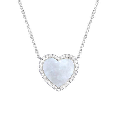 Mother of Pearl and Diamond Necklace in Sterling Silver (1/5 ct. tw.)