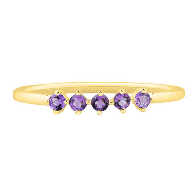 Lab-Created Gemstone Five-Stone Band in 10K Yellow Gold