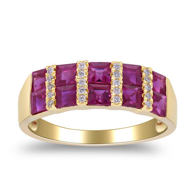 Ruby and Diamond Accent Band in 10K Yellow Gold