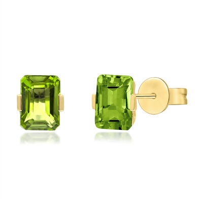 Tension-Set Peridot Earrings in 10K Yellow Gold