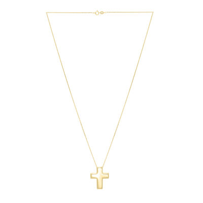 Puff Cross in 14K Yellow Gold