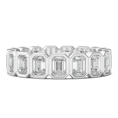 Emerald-Cut Lab Grown Diamond Bezel-Set Eternity Band