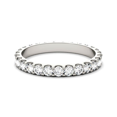 Moissanite Round Eternity Band in 14K White Gold