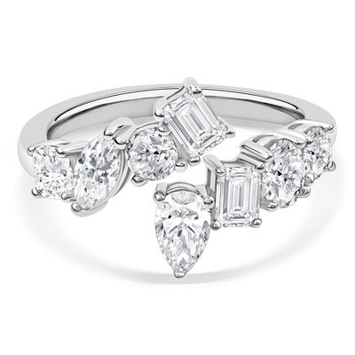 Lab Grown Diamond Multi-Shape Bypass Ring in 14K White Gold (1 1/2 ct. tw.)