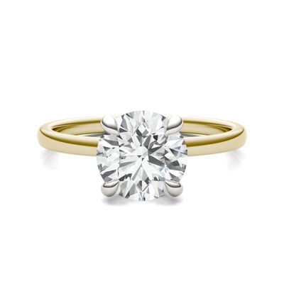 Lab-Created Moissanite Solitaire in 14K Yellow & White Gold